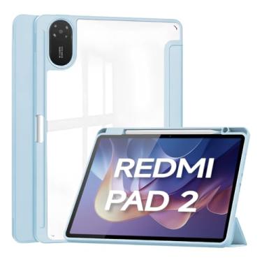 Imagem de Rino Cases Capa Smart Cover Transparente Redmi Pad 2 11" (2025) - Magnética Multi-ângulo Suporte Caneta Auto Despertar TPU e Acrílico (Azul-claro, Apenas Capa)