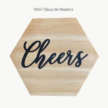 Imagem de Tábua mini hexágono com a frase "Cheers" - Seabra Home