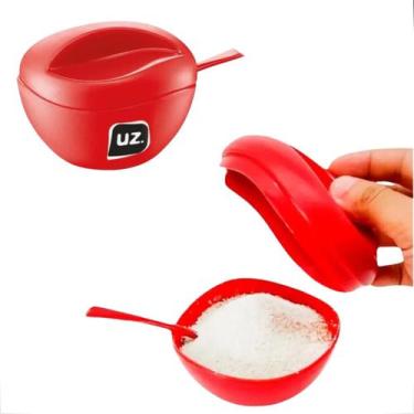 Imagem de Açucareiro com colher Vermelho de Plástico Uz Utilidades