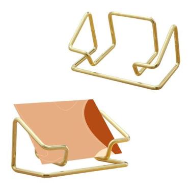 Imagem de Suporte metálico dourado para cartões de visita, pacote com 2 - Marca 