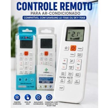 Imagem de Controle Remoto Lelong7068 ou SKY7068 para Ar Condicionado Samsung Spl