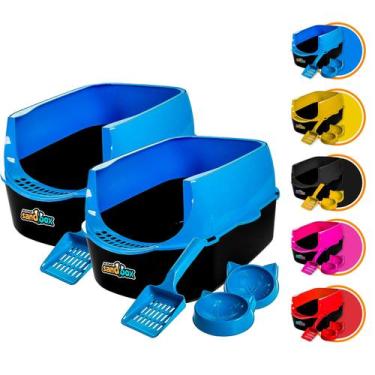 Imagem de Kit 2 Caixas De Areia Bandeja Furba Desmontável P/ Gatos - Jel Plast, 