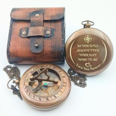 Imagem de Bússola de Relógio de Sol DAYOL'X em Latão 7,5 cm Presente Personaliza