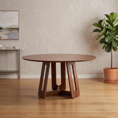 Imagem de Mesa de Jantar 6 Lugares Redonda Madeira Maciça Cecília Marrom/Amêndoa