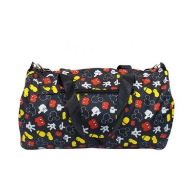 Imagem de Bolsa Viagem Academia Preta Partes Corpo Mickey 22x43x25cm - Disney DM