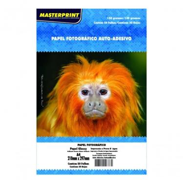 Imagem de Papel Fotográfico Masterprint Foto Glossy Auto Adesivo 130G-M2 A4 Pacote 50 Folhas Branco