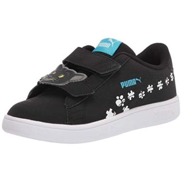 Imagem de PUMA Tênis infantil unissex Smash 2 Hook and Loop, Preto/branco, 4 Toddler