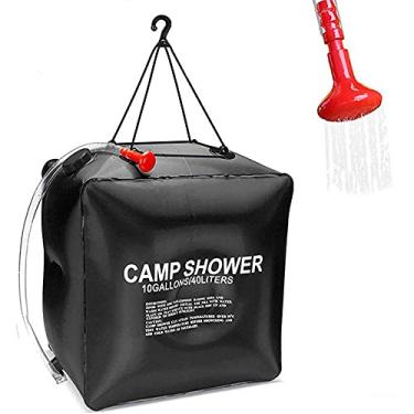 Imagem de GQYYS Saco de chuveiro solar de 40 litros/40 l – Saco portátil de aquecimento solar com interruptor liga/desliga grande bocal para chuveiro para viagens ao ar livre, natação, praia, caminhadas, ciclismo, piquenique