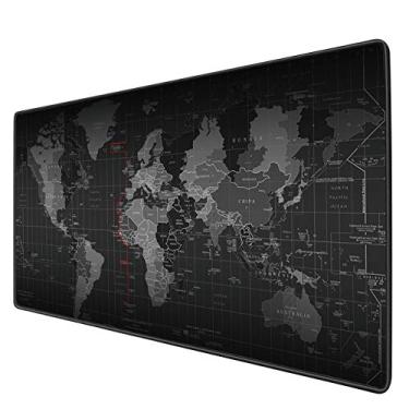 Imagem de Benvo Mouse pad grande para jogos - Mouse pad grande de 89,9 x 40,9 x 0,3 cm, mouse pad antiderrapante com base de borracha e bordas costuradas para jogadores de jogos, escritório, estudo, mapa-múndi