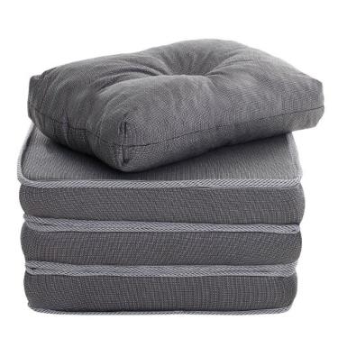 Imagem de Puff Multiuso 3 Em 1 Solteiro Chumbo com Travesseiro