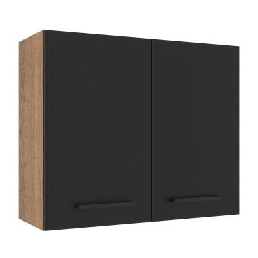 Imagem de Armário Aéreo Madesa Agata 80cm 2 Portas Rustic Preto