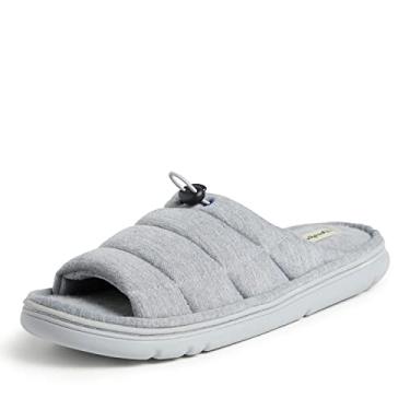 Imagem de Dearfoams Pantufa masculina Adrian acolchoada com espuma viscoelástica, Cinza-claro mesclado, Small