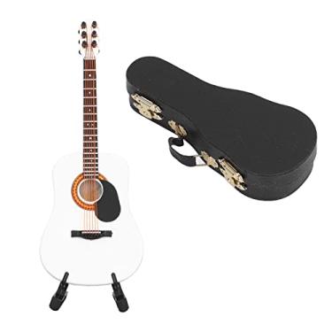 Imagem de Mini ornamento de guitarra,decora??o de ornamento de guitarra de madeira com suporte e caixa de armazenamento, para decorar sala de estar, quarto, estudo ou como cole??o, Mini Guitarra Ornamento