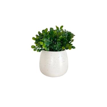 Imagem de Vaso cachepot sala quarto branco estilo granilite p/ planta