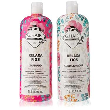Imagem de G.Hair Cosméticos Kit Relaxa Fios Shampoo + Condicionador 1L