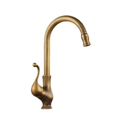 Imagem de Torneira de cozinha de bronze antigo quente frio misturador de rotação de 360 ​​graus torneira de guindaste misturadores de pia, torneiras de montagem de convés, bronze antigo a, china