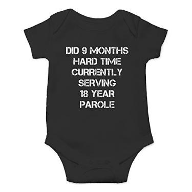 Imagem de CBTWear Did 9 Months Hard Time, Serving 18 Years Parole Funny Cute Novelty Body infantil de uma peça, Preto, 1 Count (Pack of 1)