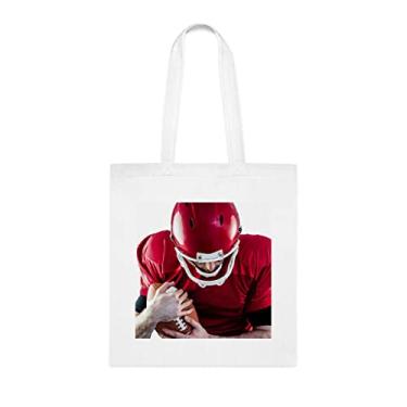 Imagem de Sacola de futebol americano que protege o jogador de futebol americano, presente divertido, bolsa de ombro, bolsas reutilizáveis, ideia de presente de cesta de Natal de aniversário, Branco