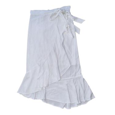 Imagem de Saia Envelope Midi Ajustável Com Babado Branca Forrada De Viscose M Ao G Brumar