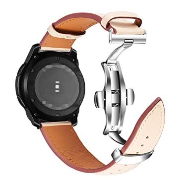 Imagem de Para Samsung Galaxy Watch pulseira de couro delicada 22 mm 20 mm fivela borboleta relógio Samsung pulseira de couro escolha feminina masculina (fivela prata de pricote, 22 mm)