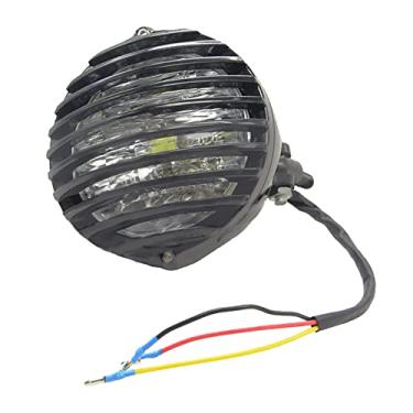 Imagem de TOTMOX Farol de LED de grade com aletas para motocicleta, 14 cm, compatível com Harley Davidson Cruiser Choppers Bobber Cafe Racer