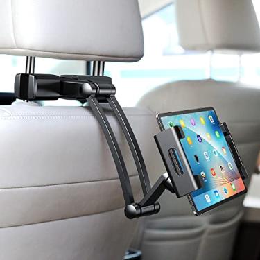 Imagem de Suporte de tablet para encosto de cabeça de carro, suporte de telefone ajustável para assento traseiro do carro, seguro e estável, adequado para dispositivos de 4,7-12,9 polegadas, distância ajustável, ângulo de visão, tela giratória