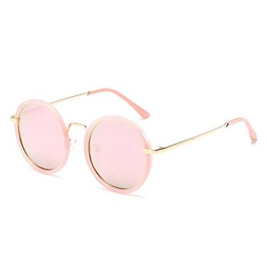 Imagem de Óculos de sol polarizados redondos óculos de sol femininos vintage retrô moda selvagem designer com caixa feminina, c02 rosa rosa, embalagem b com estojo