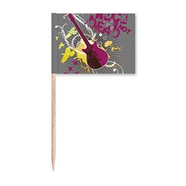 Imagem de Rock Music Guitarra Instrumento Musical, Palito de Dente, Bandeiras Marcadoras Topper Decoração de Festa