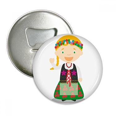 Imagem de Smile Blond Poland Desenhos animados abridor de garrafas ímã de geladeira emblema multifuncional