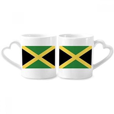 Imagem de Conjunto de canecas de porcelana para casal, bandeira nacional da Jamaica da América do Norte com coração