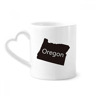 Imagem de Oregon Caneca com mapa dos Estados Unidos da América Caneca de café cerâmica copo de coração de vidro
