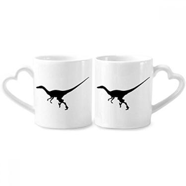 Imagem de Conjunto de canecas de porcelana para casal, dinossauro, miniatura, com coração