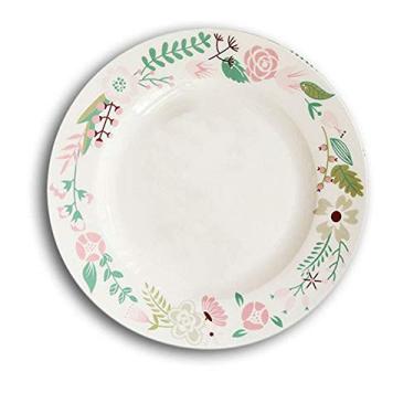 Imagem de JLXZHOME Bandeja de comida de jantar de natal bife massa salada prato plano osso china prato profundo redondo prato doméstico, B, 10 polegadas
