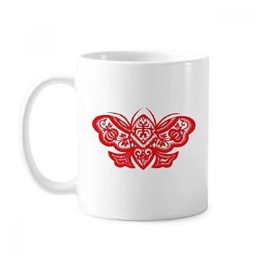 Imagem de Caneca de corte de papel chinês tradicional vermelha cerâmica xícara de café porcelana louça