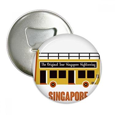 Imagem de Cingapura, ônibus, abridor de garrafas e ímã de geladeira, emblema multifuncional