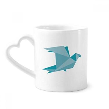 Imagem de Caneca com estampa de pombo abstrata de origami verde café cerâmica copo de coração de vidro