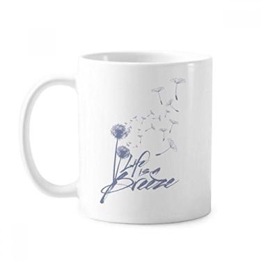 Imagem de Caneca de cerâmica cerâmica com ilustração de flores de dente-de-leão e plantas