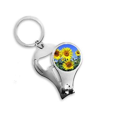 Imagem de Sunshine Flowers Sunflowers Blue Sky Nail Nipper Ring Chaveiro Abridor de Garrafas Clipper