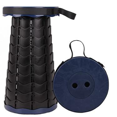 Imagem de KELATI Banco dobrável, banco retrátil telescópico com bolsa de armazenamento, capacidade de 180 kg, para viagens ao ar livre, pesca, caminhadas e churrasco (incluindo bolsa de armazenamento) - azul-marinho