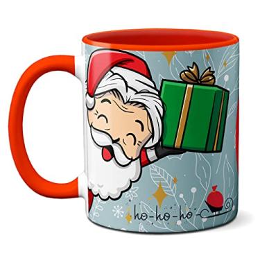 Imagem de Caneca Feliz Natal Ho-Ho-Ho Presente Papai Noel Guirlanda (Vermelha)