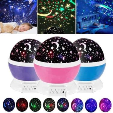 Imagem de Luminária Abajur Rotativa Projetor Globo Estrelas Crianças 360º Star Master Gira Teto Galaxy Quarto Infantil Led Céu Giratório Galaxia Universo Lua FAZING (Azul)