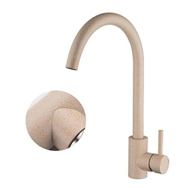 Imagem de Torneira de cozinha de aço inoxidável de ouro preto 360 Rotação Torneira de cozinha Torneira de montagem em convés Torneiras misturadoras de pia de água quente e fria, E