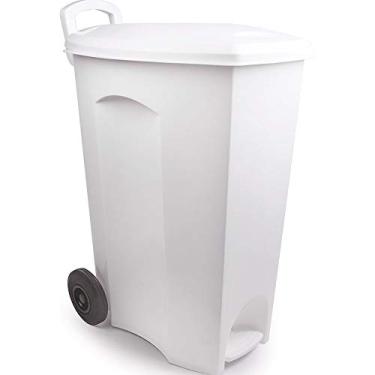 Imagem de Lixeira com Pedal e Roda Plasútil Branco 90 L