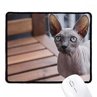 Imagem de Animal Orelha Grande Gato Fotografia Mousepad Borda Costurada Tapete Borracha Gaming Pad
