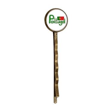 Imagem de Bandana de Portugal com estampa verde retrô de metal para cabelo Bobby Pin