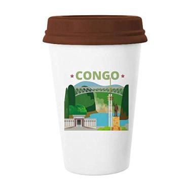 Imagem de Caneca de cerâmica do Congo de construção da estátua da cidade, copo de cerâmica