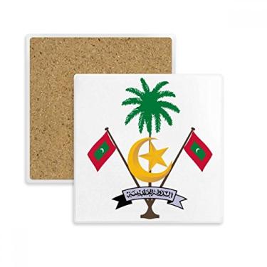 Imagem de Porta-copos com emblema nacional da Ásia, porta-copos quadrados, porta-copos e subplacas, pedra isolante