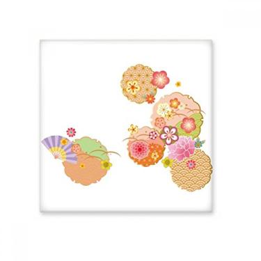 Imagem de Fã dobrável com padrão Sakura geométrico azulejo de cerâmica brilhante decalque decorativo de tijolos vitrificados