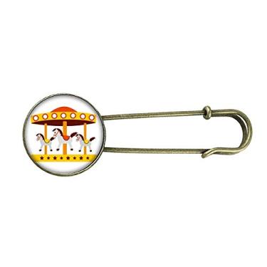 Imagem de Broche de metal retrô com ilustração de carrossel de parque de diversões