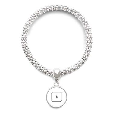 Imagem de DIYthinker Pulseira de prata com símbolo B teclado corrente de joias com pingente redondo